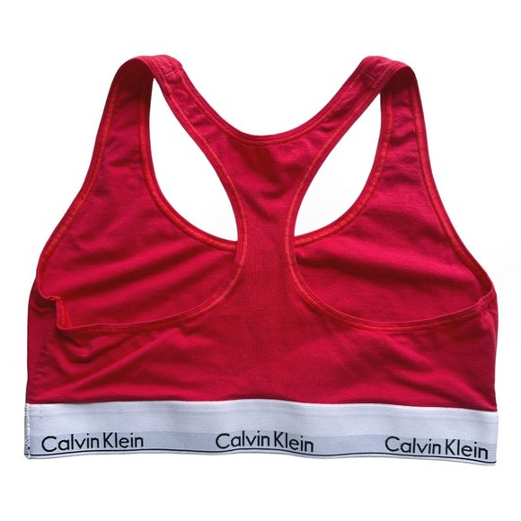 Calvin Klein Juniors Large Red Racerback Logo Cotton Bralette - Picture 2 of 5
